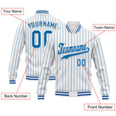Custom Blue White Stripe Fashion Jacket Bomber Full-Snap Varsity Letterman Personalized Jacket FZ005-D020219-19
